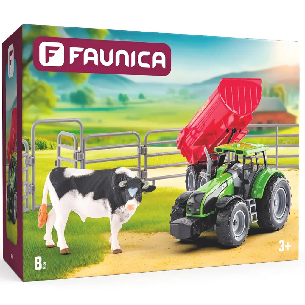 Faunica: Traktor bikával játékszett - Woodyland kép 1