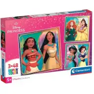 Disney Hercegnők Supercolor 3x48db-os puzzle - Clementoni