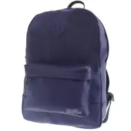 Must: Lekerekített bőrhatású lekerekített kék iskolatáska, hátizsák 30x13x41cm