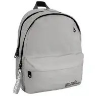 Must: Négyrekeszes lekerekített szürke iskolatáska, hátizsák 32x19x42cm
