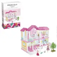 Álom villa játékszett bútorokkal és babákkal 68x51x39cm