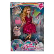 Dream Girl divatbaba pink koktélruhában kiegészítőkkel 29cm