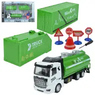 City Truck: Átalakítható lendkerekes hulladékszállító teherautó jelzőtáblákkal 19cm