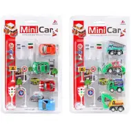 Mini Car: Hátrahúzós kisautó szett 4db-os kétféle változatban