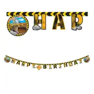 Munkagép mintás party banner 200cm