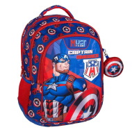 Luna: Must Team Amerika Kapitánya lekerekített 3 rekeszes iskolatáska, hátizsák 32x18x43cm