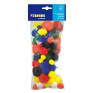 PlayBox: Pompon alapszínekben 100db 15-35mm