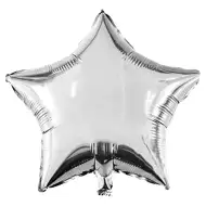 Csillag alakú fólia lufi – ezüst 46cm