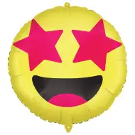 Emoji fólia lufi – Csillagos szemű mosolygós arc 46cm