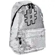 Spirit: Hashtag Silver flitteres iskolatáska, hátizsák ezüst színben 41x32x21cm