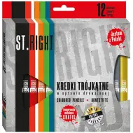 St.Right Háromszögletű színes ceruza 12db-os szett hegyezővel