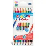 Színes ceruzakészlet kétvégű 12db-os 24 színnel - Carioca