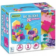 Nagy építőkocka szett rózsaszín elemekkel 26db-os - Wader